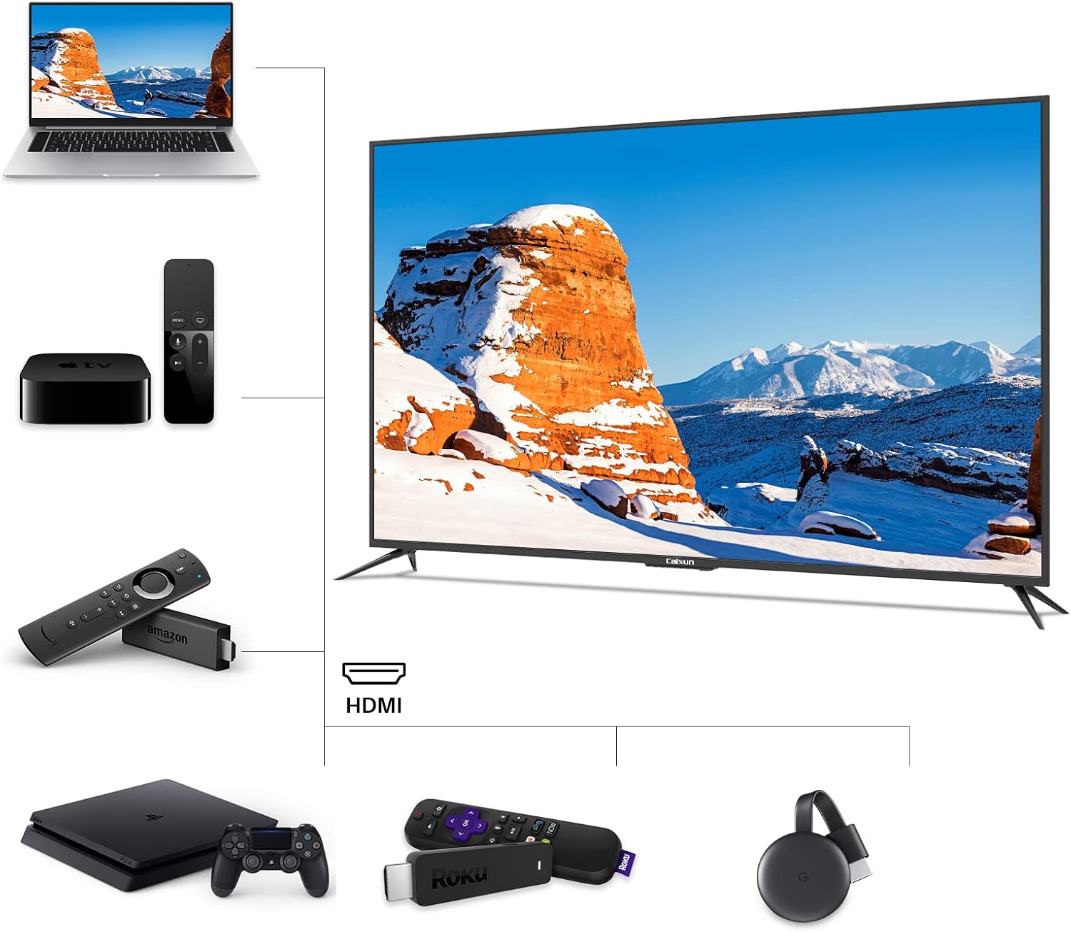 Caixun EC50S1A, 50 inch 4K UHD HDR Smart Android TV with Google Assistant (Voice Control), Screen Share, HDMI, USB, Wi-Fi, Bluetooth(2021 Model)