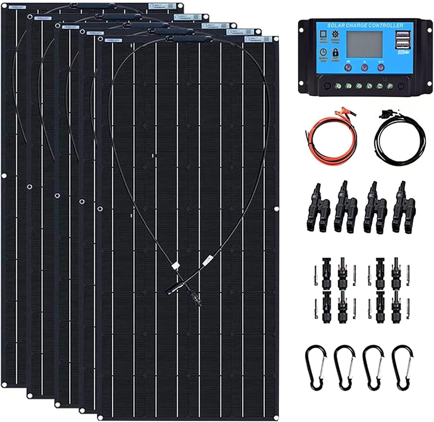 Solar Panel 400W 2X 200W ETFE Flexible Solar Panel Portable Mono Solar Battery Charger with Controller for Car Yacht Battery Boat,with 40A Controller …