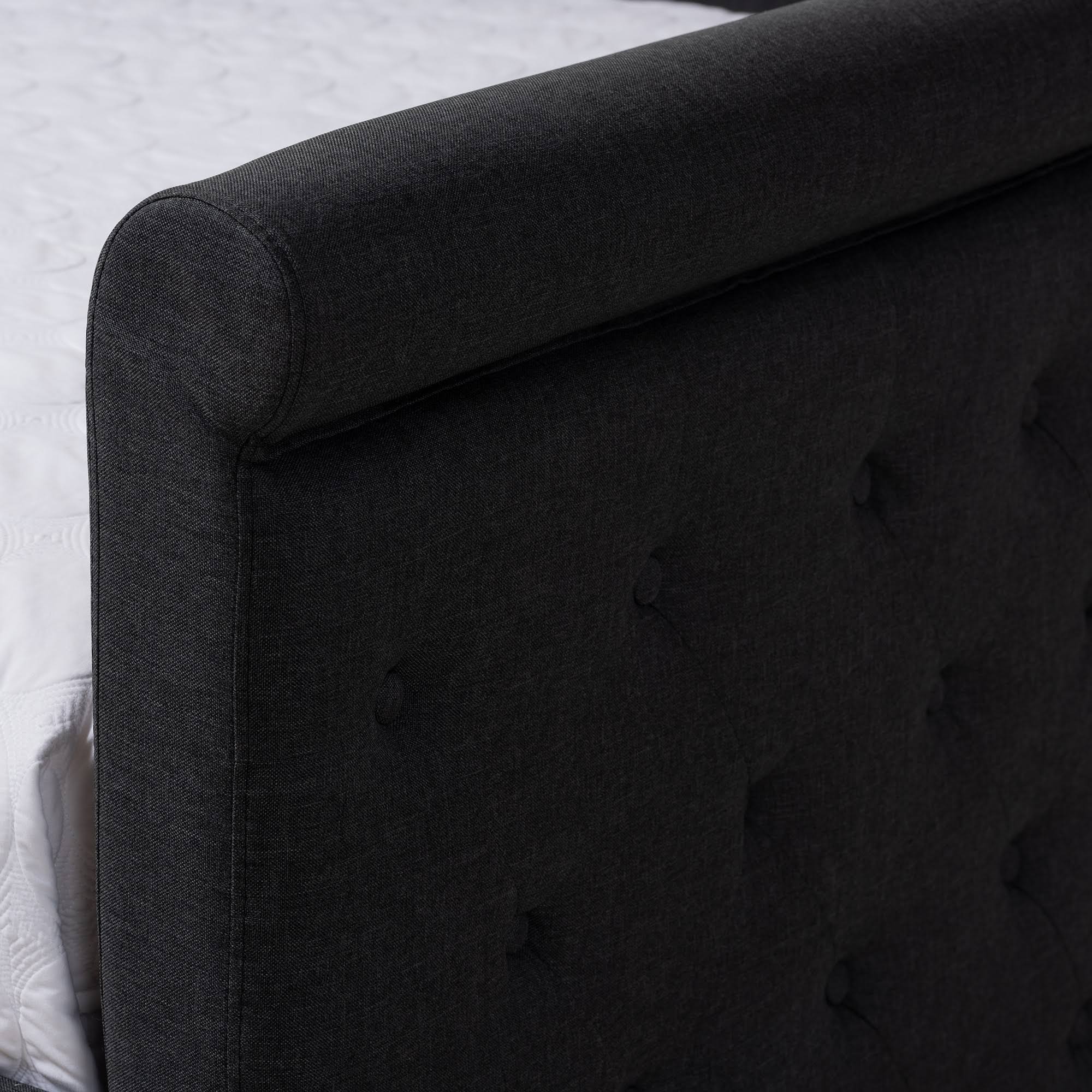 Baxton Studio Alena Daybed with Trundle, Dark Grey, Queen