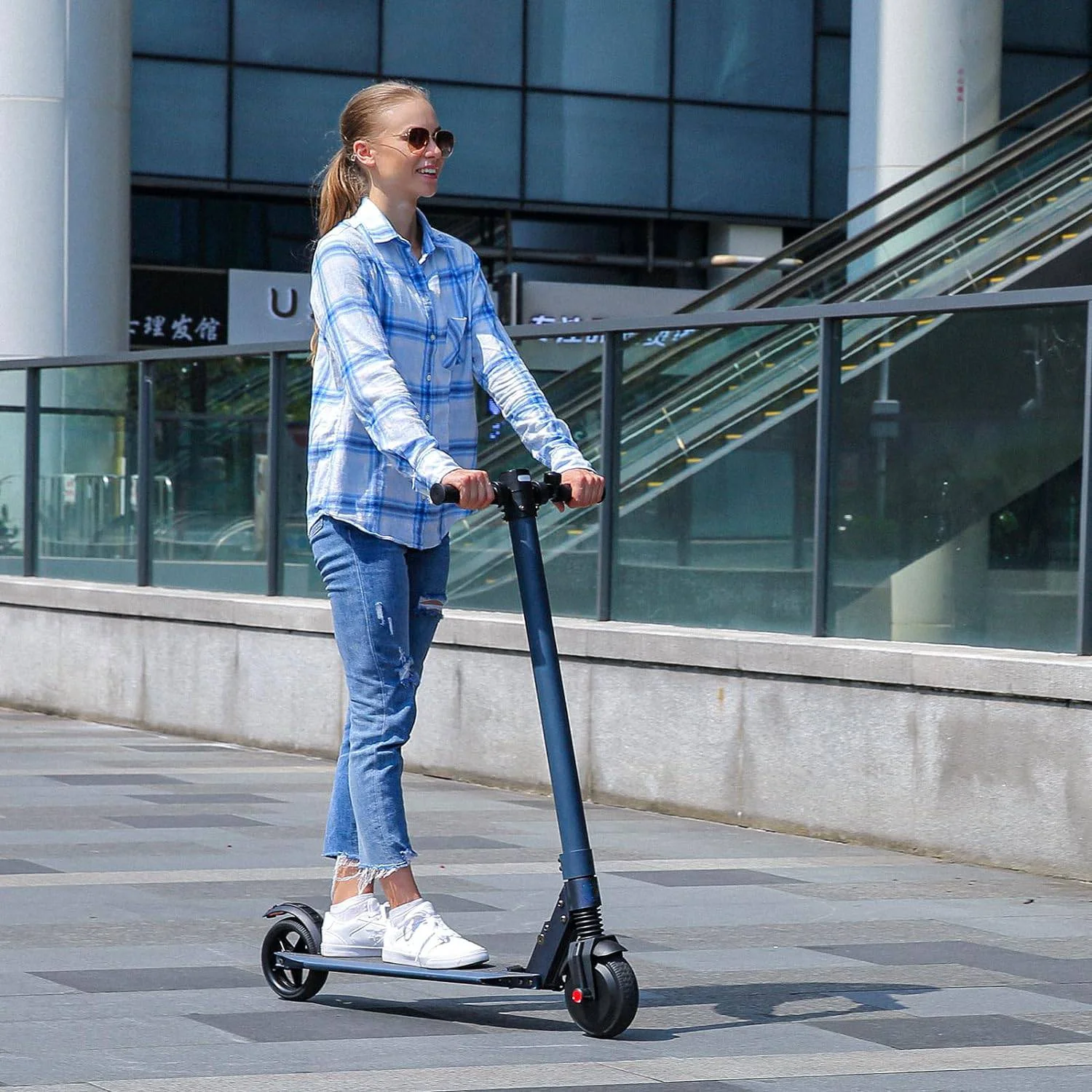 250W Lightweight Commuter Electric Scooter, 15.5 mph & 20 Miles Range, Foldable Kick Scooters for Adult, Blue