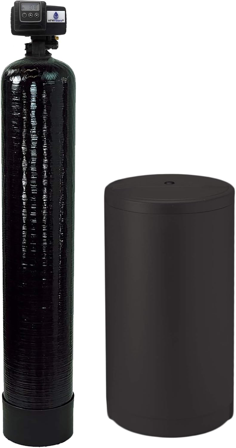 IRON Pro 2 Combination water softener iron filter Fleck 5600SXT digital metered valve for whole house (32,000 Grains, Black)