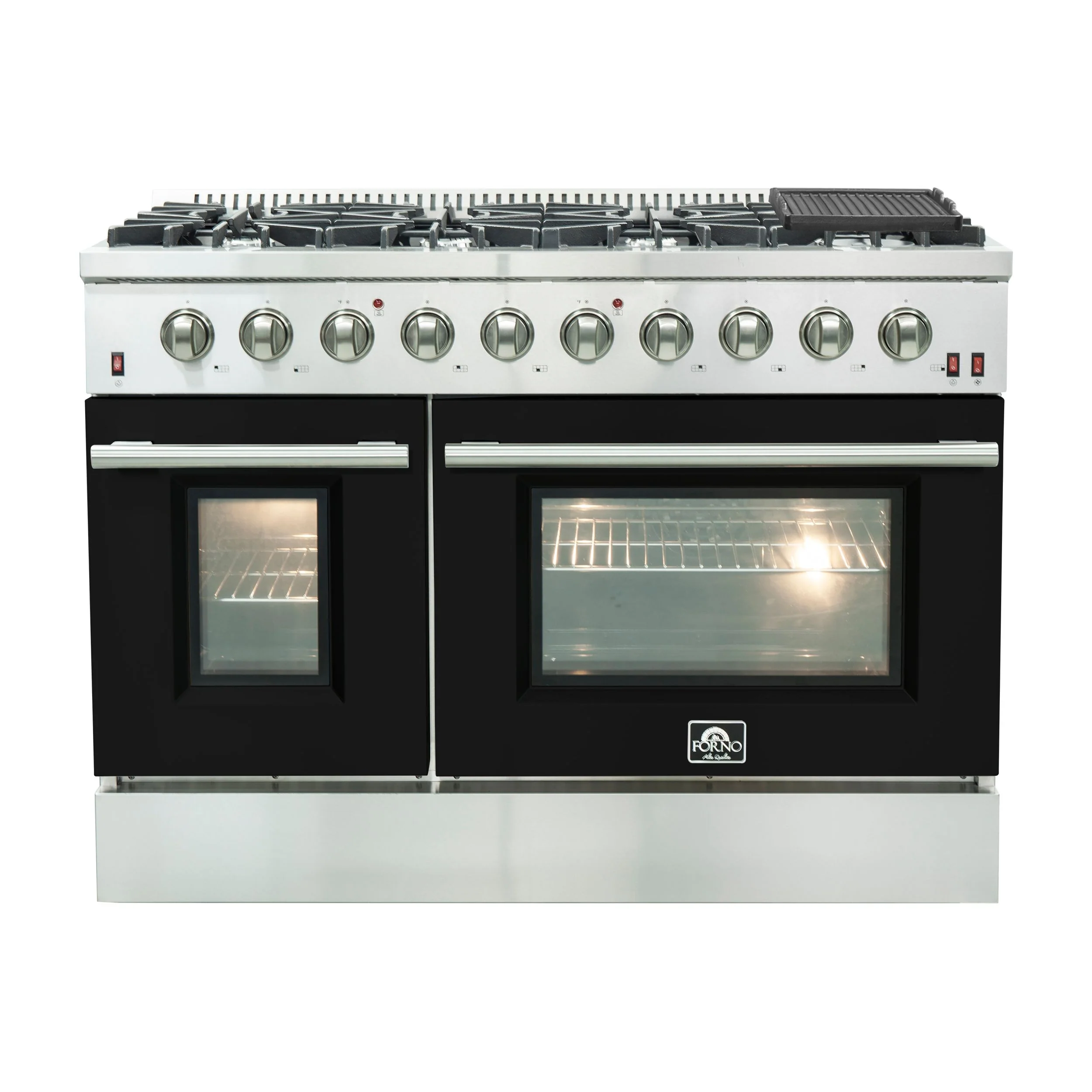 Forno 48 Inch Professional Freestanding Gas Range in Black, FFSGS6244-48BLK