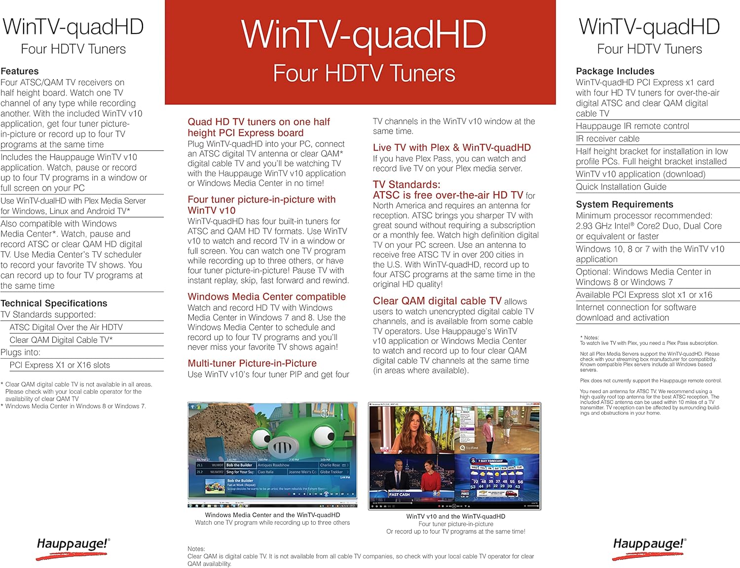 Hauppauge WinTV-quadHD PCI Express TV Tuner Card 1609
