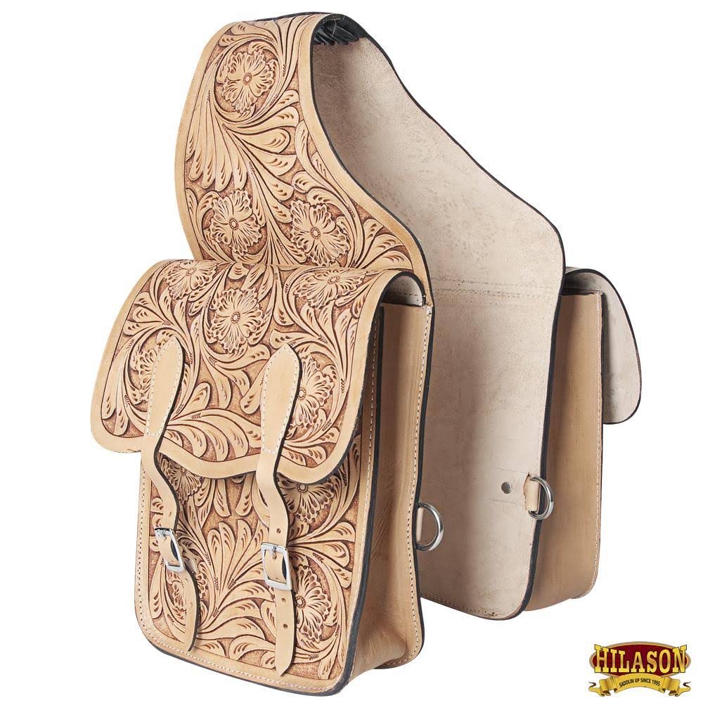 BG117F Hilason Western Heavy Duty Leather Cowboy Trail Ride Horse Saddle Bag Tan