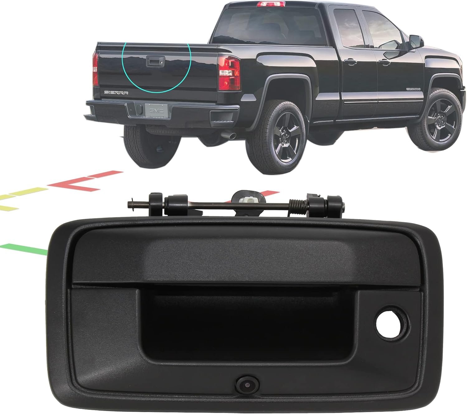 Anina Tailgate Handle Backup Camera Replacement for 2014-2018 Chevy Silverado/GMC Sierra Rear View Camera Car Door Tailgate Camera Park Assist Reverse Camera