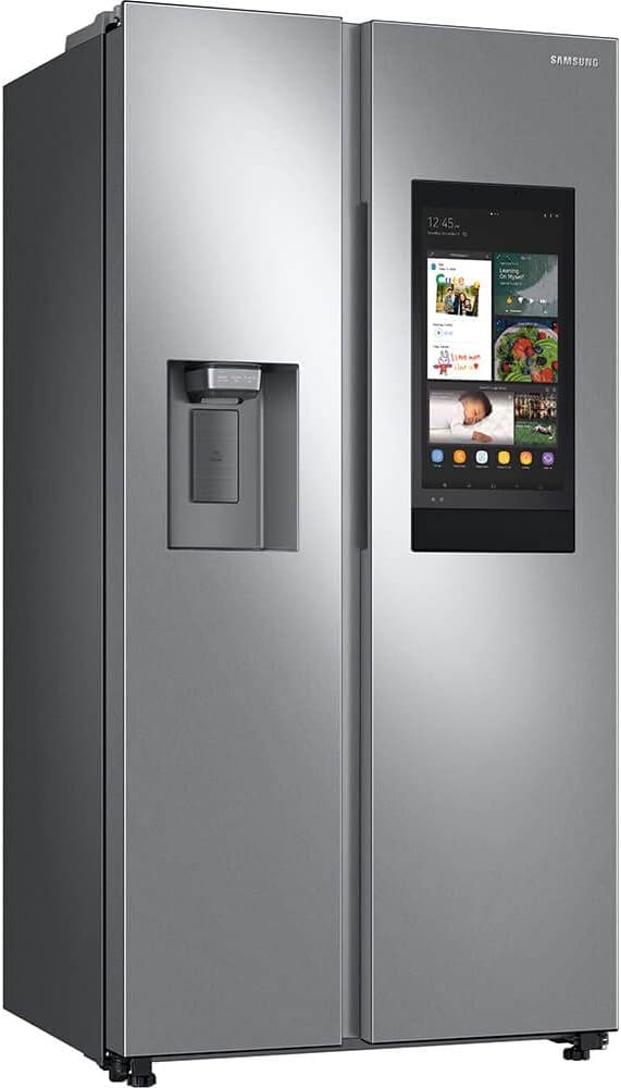 SAMSUNG 21.5 Cu Ft Side By Side Counter Depth Smart Refrigerator w/ 21.5” Touch Screen Family Hub, In-Door Ice Maker, Energy Star Certified, RF22t5561SR/AA, Fingerprint Resistant Stainless Steel