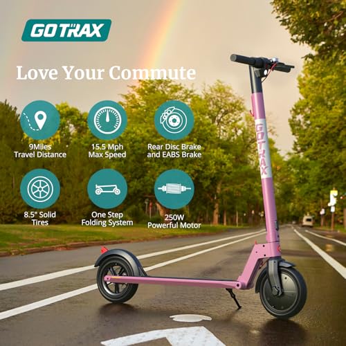 Gotrax GXL V2 Electric Scooter, 8.5" Solid Tire, Max 9 Mile and 15.5Mph Speed Power by 250W Motor, Lightweight 25.95lb, Cruise Control Aluminum Alloy Frame Foldable Commuting Escooter for Adults 13+