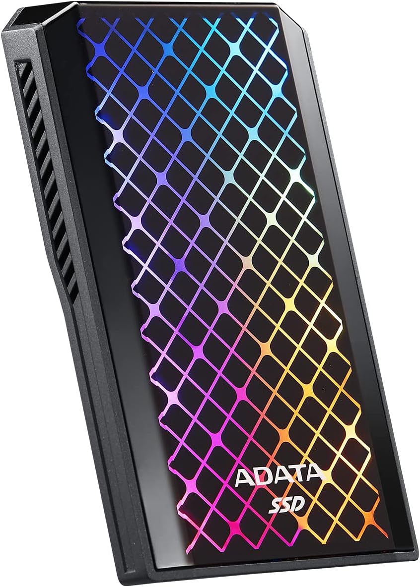 ADATA RGB SE900 1TB USB3.2 Gen2x2 Type-C Super Fast Transfer up to 2000MB/s Gaming and Personal External SSD (ASE900G-1TU32G2-CBK)