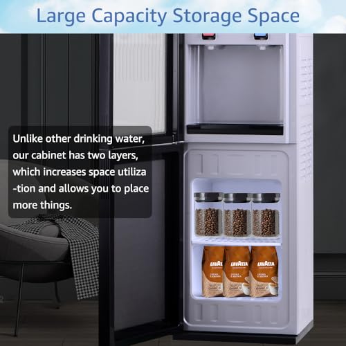 Top Loading Water Cooler Dispenser, Water Cooler Dispenser with Removable Drip &Storage Cabinet, Water Cooler for Home Office Dormitory