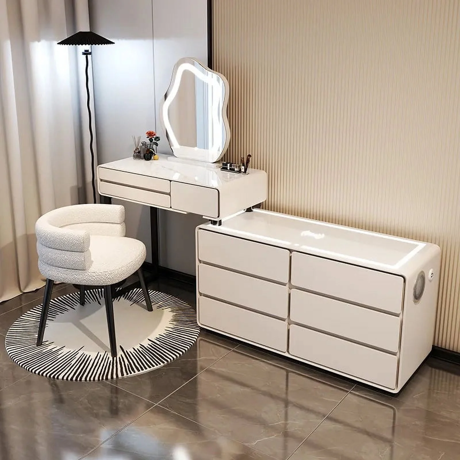 Vanity Bedroom Dressing Table Makeup Mirror Nordic Modern Dressing Table Wood Storage Coiffeuses De Chambre Home Decoration