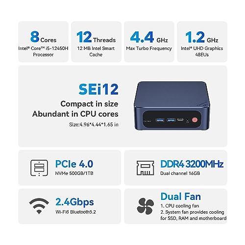 Beelink Mini PC Windows 11 Pro Intel Mini PC Office Computers