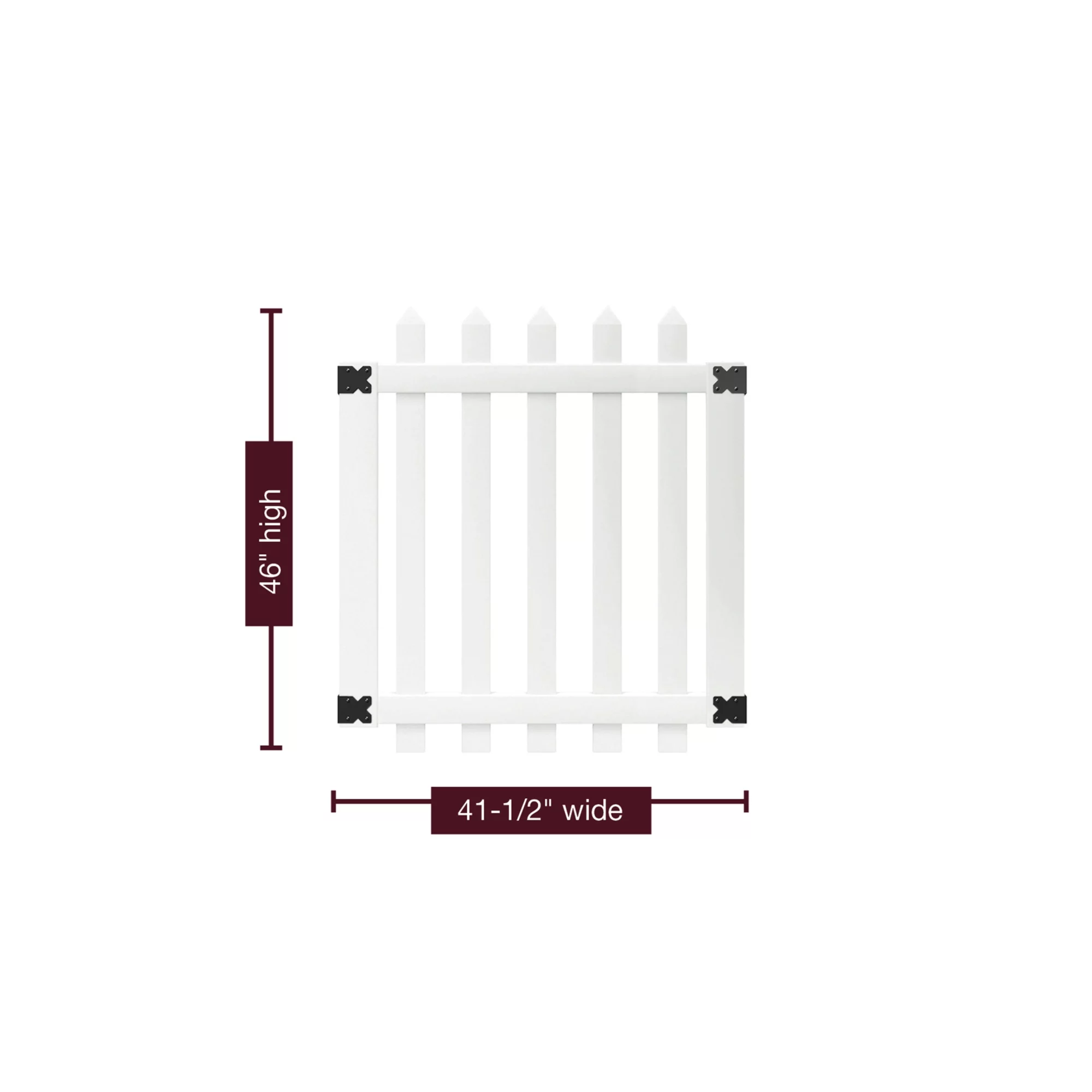 Outdoor Essentials Glendale 4 ft. x 42 in. White Vinyl Pointed Picket Fence Gate