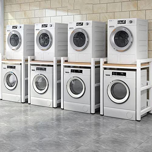 Laundry Space with Stackable Washer and Dryer Stand - 400KG Portable Rack for Over Washer Storage - Adjustable Front Load Kit