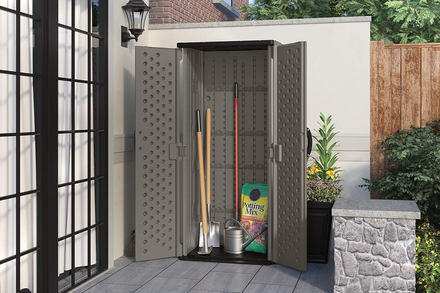 Suncast BMS1250SB Vertical Storage Shed, Stoney