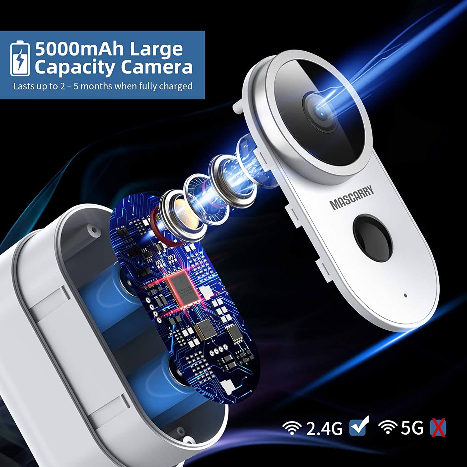 Wireless Outdoor Security Camera 1080p Rechargeable Battery Powered WiFi Camera with Night Vision, Motion Detection, 2