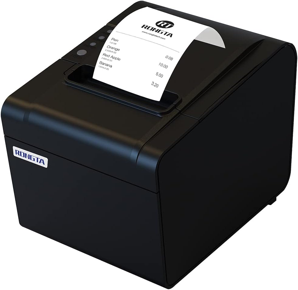 Rongta POS Printer, 80mm Direct Thermal Receipt Printer, Restaurant Kitchen Printer with Auto Cutter Support Cash Drawer ESC/POS,USB+Ethernet Interface for Windows/Mac/Linux(ACE H1)