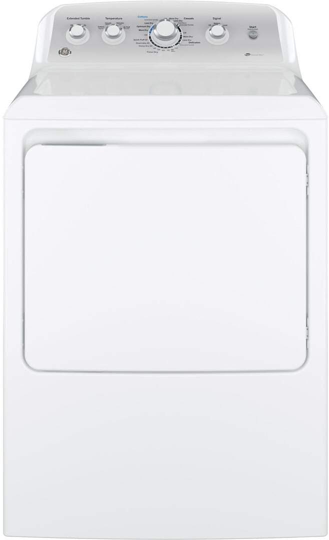 GE GTD45EASJWS Aluminized Alloy Drum Electric Dryer with HE Sensor Dry, 7.2 Cu. Ft. Capacity, White