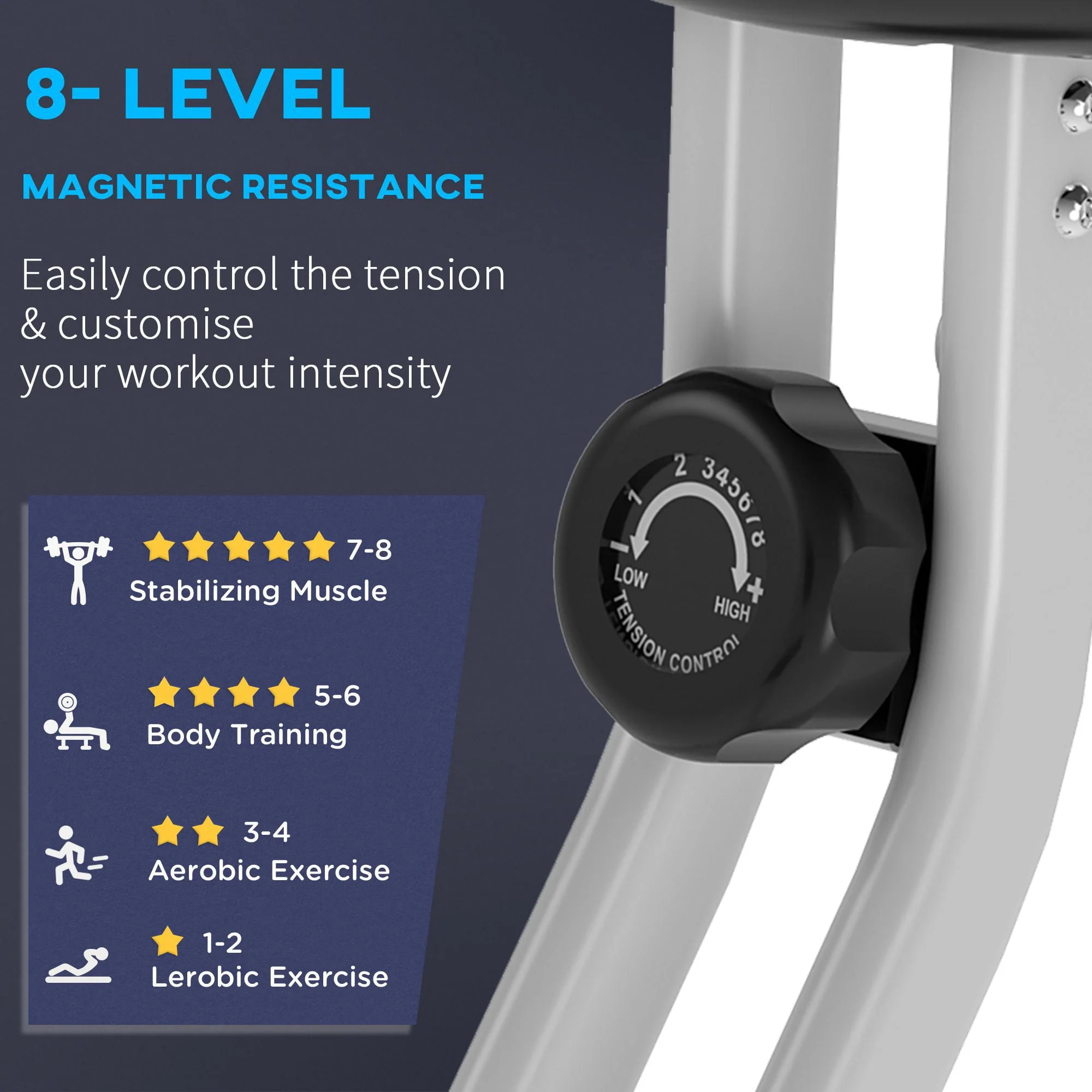 Soozier Folding Upright Training Stationary Indoor Bike with 8 Levels of Magnetic Resistance for Aerobic Exercise