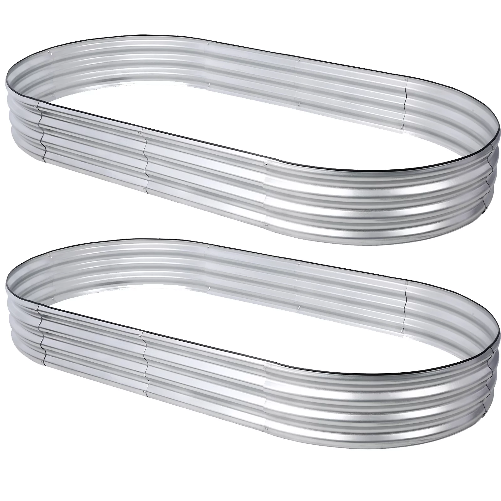 Galvanized Planter Bed,Galvanized Raised Garden Bed Kit, Galvanized Planter Raised Garden Boxes Outdoor, Oval Large Metal Raised Garden Beds for Vegetables,8*4*1 ft 2pcs - Curated Treasures Market