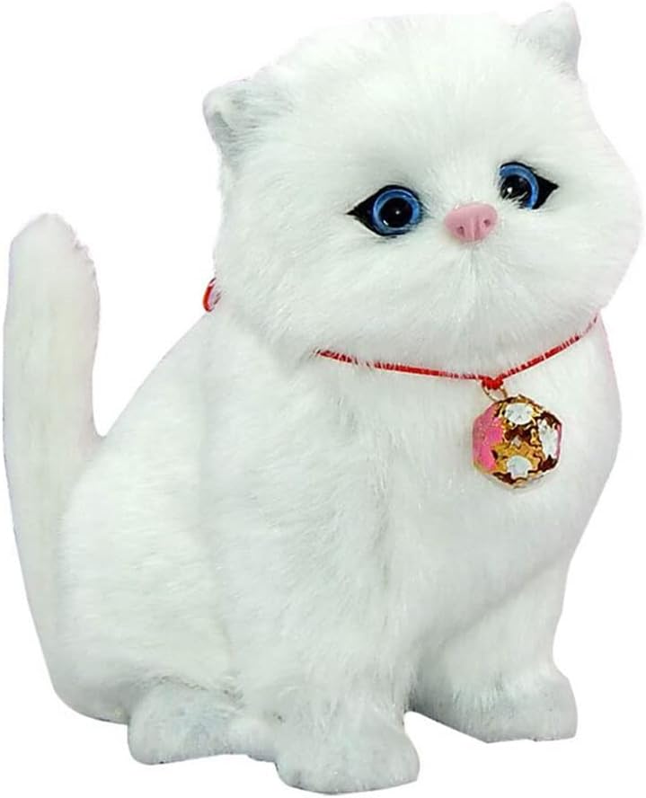 Realistic Chubby cat Plush Gray Tabby Furry Kitten has Meowing Voice as Real cat, Cute Artifical Kitty Plush Animal Decoration of Inside