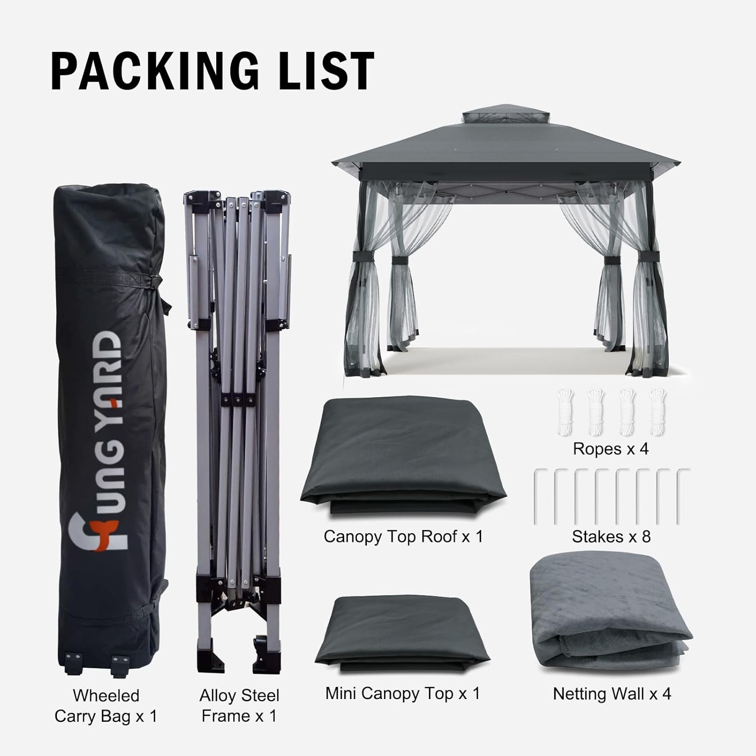 10x10 Outdoor Pop Up Gazebo - Instant Canopy Tent with Mosquito Nettings, Double Roof Vented Gazebo Canopy Shelter for Backyard Shade Party Garden Lawns (10x10ft Grey)