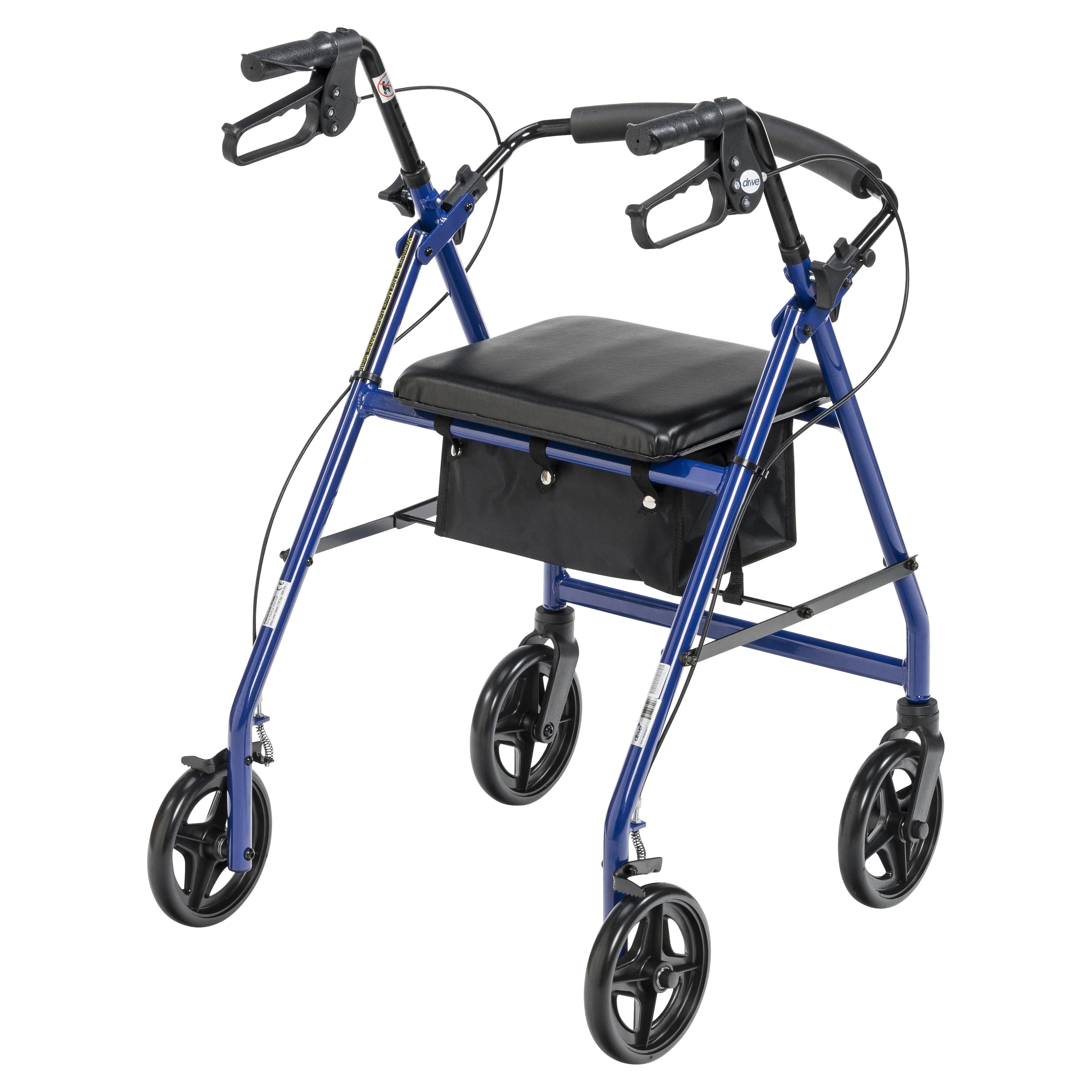 Drive Medical Aluminum Rollator Rolling Walker with Fold Up and Removable Back Support and Padded Seat, Blue