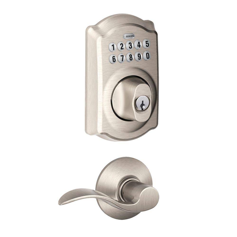 Schlage Camelot Keypad Combo Pack with Accent Lever - Satin Nickel