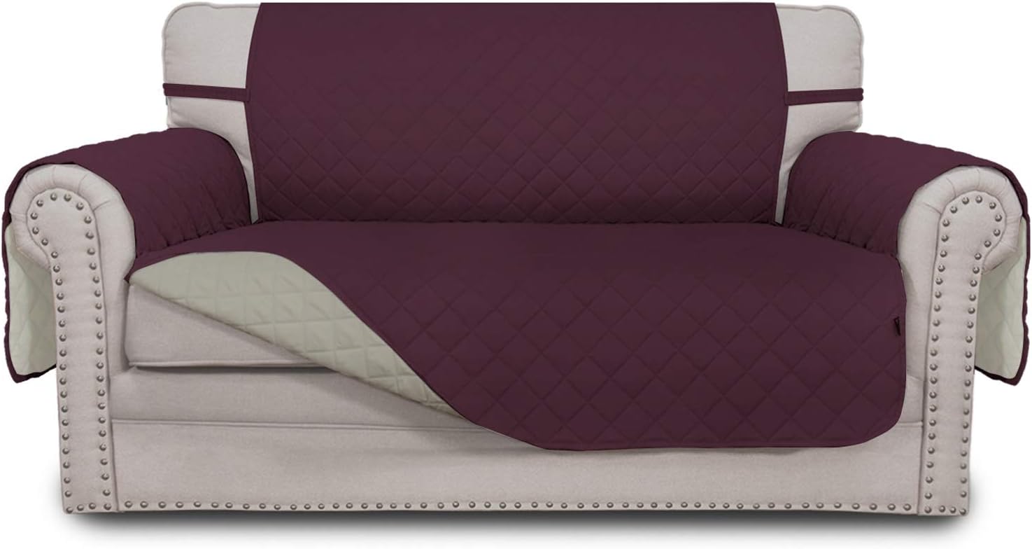 Easy-Going Sofa Slipcover Reversible Sofa Cover Water Resistant Couch Cover with Foam Sticks Elastic Straps Furniture Protector for Pets Kids Children Dog Cat (Sofa, Darkgray/Beige)
