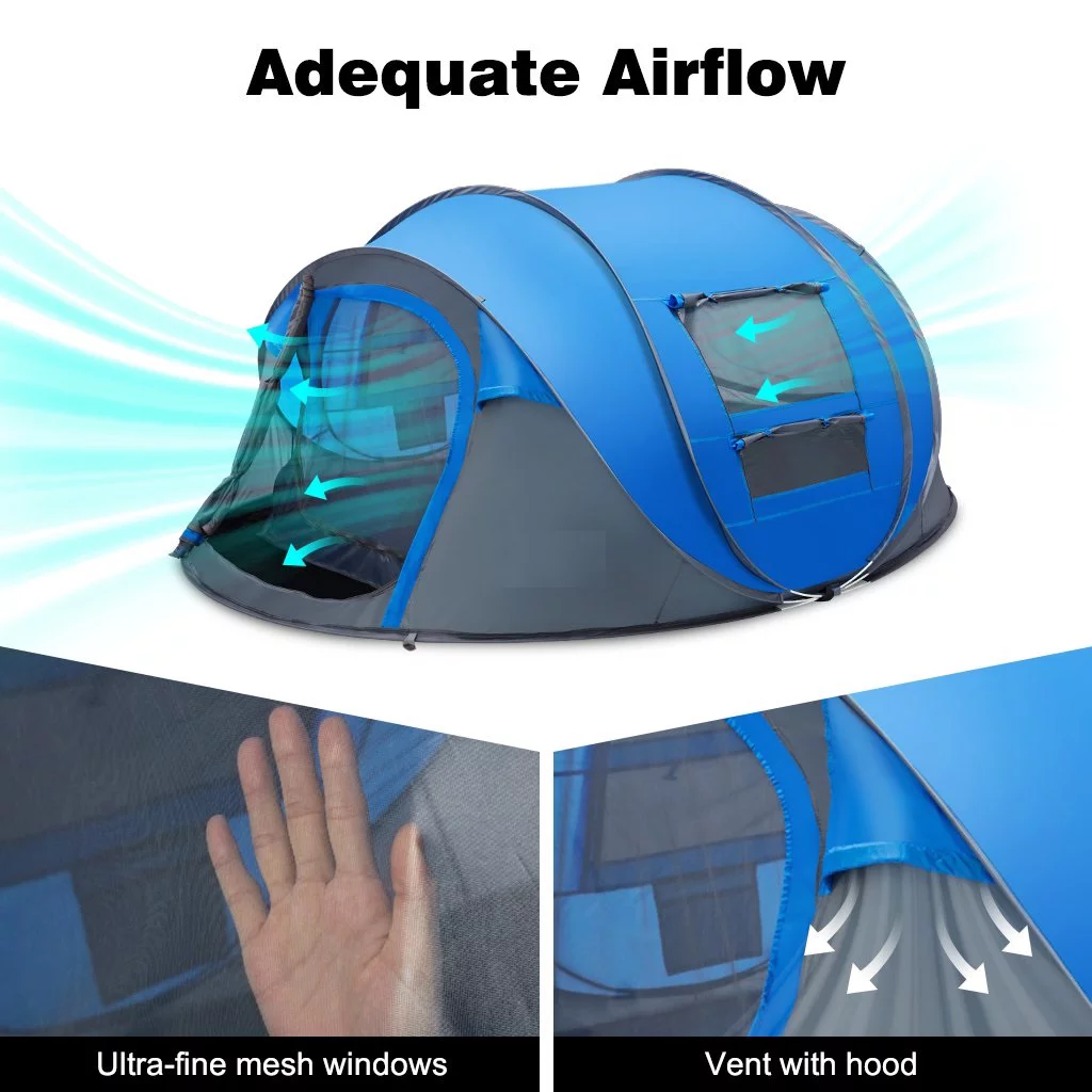 4 Person Easy Pop up Tent Waterproof Automatic Setup 2 Doors-Instant Family Tents for Camping Hiking & Traveling