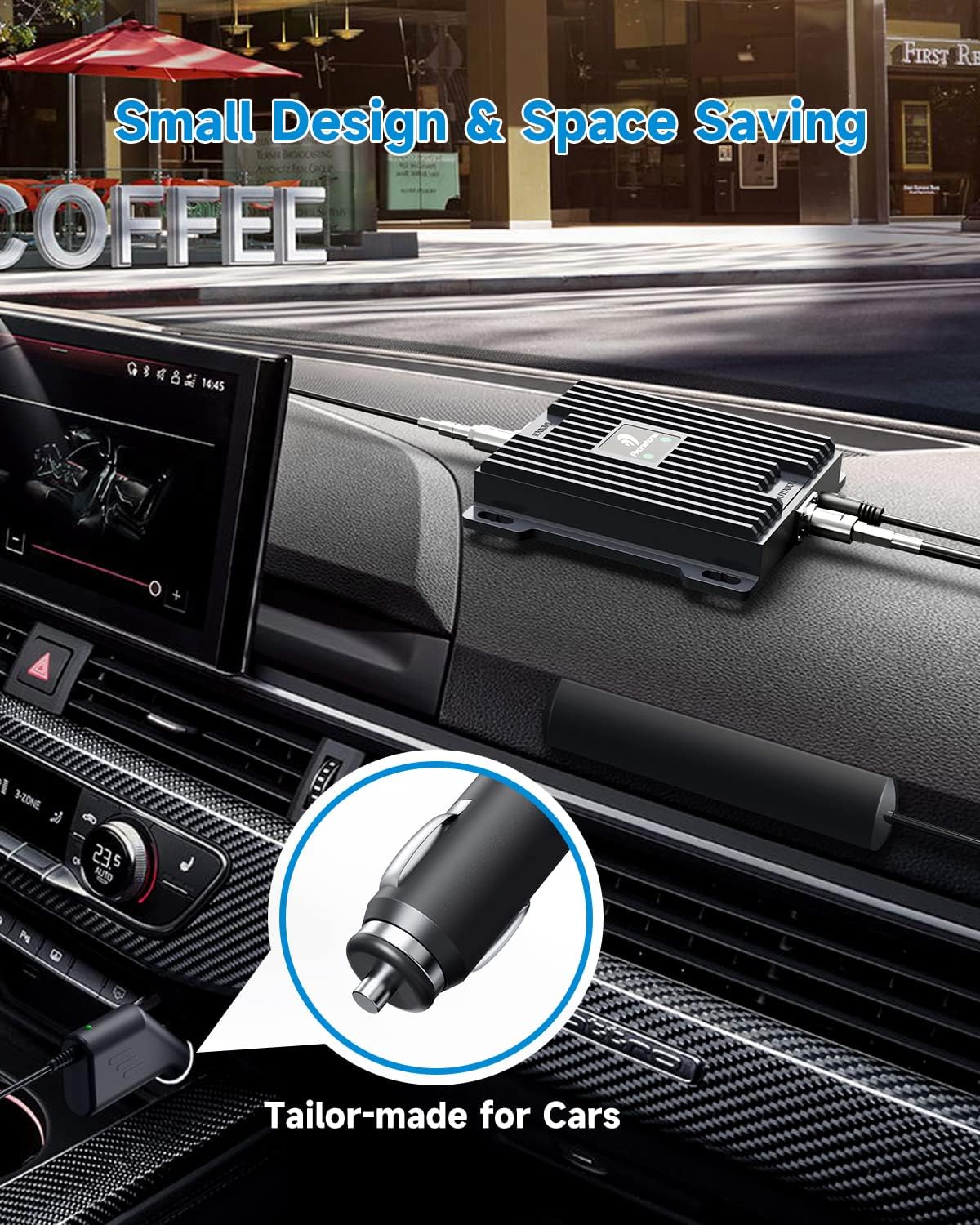 Cell Phone Signal Booster for Cars and SUVs | Boosts 5G 4G LTE Data & Volte for Verizon AT&T on Band 12/13/17 | Omni-Directional Roof Antenna Easy Installation | FCC Approved (2ALZEL65AV)