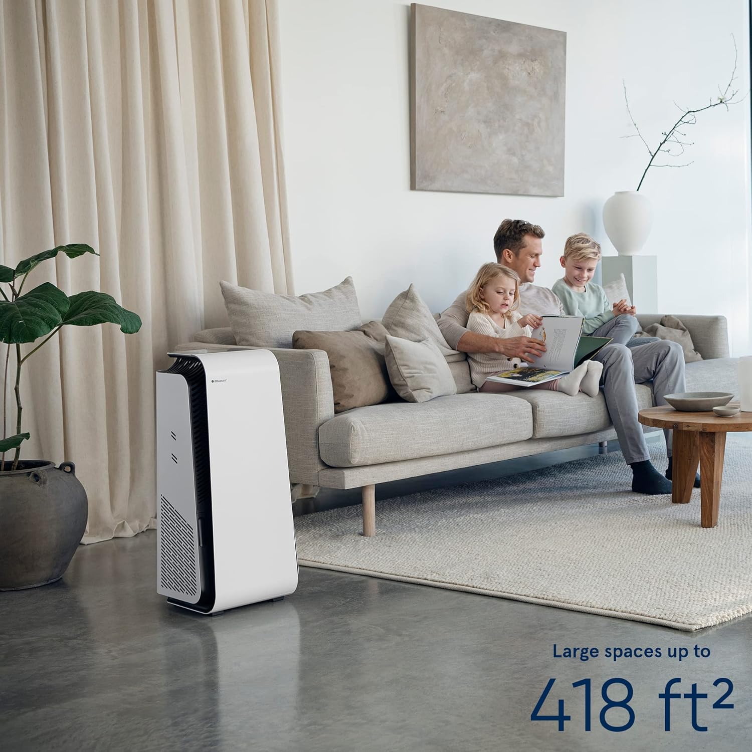 Blueair Protect 7470i Smart WiFi Air Purifier for Home, 24/7 protection against Virus and Bacteria, Smoke and Allergens with HEPASilent Ultra Tech for Large Spaces