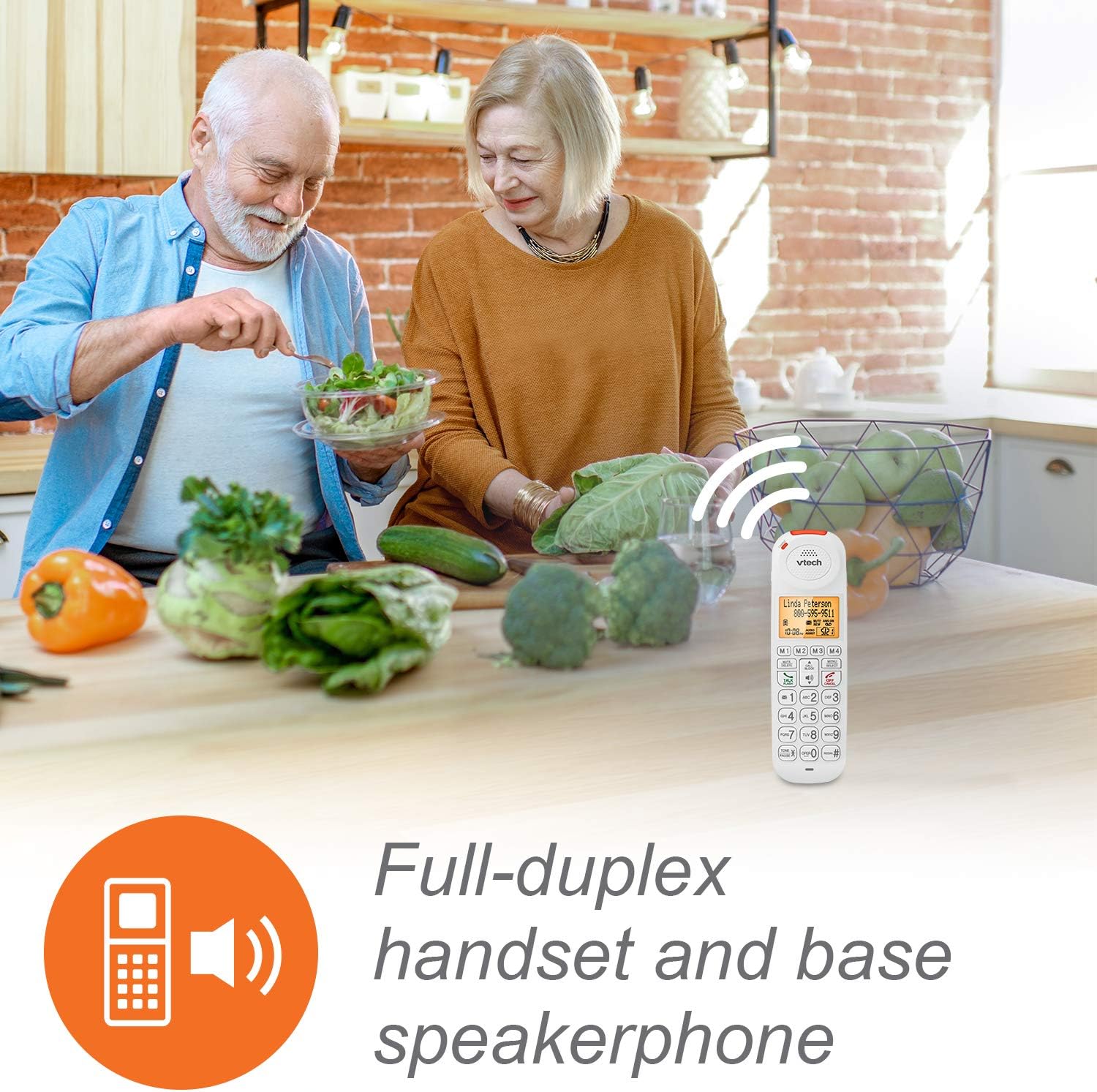VTech SN5147 Amplified Corded/Cordless Senior Phone with Answering Machine, Call Blocking, 90dB Extra-loud Visual Ringer, One-touch Audio Assist on Handset up to 50dB, Big Buttons and Large Display