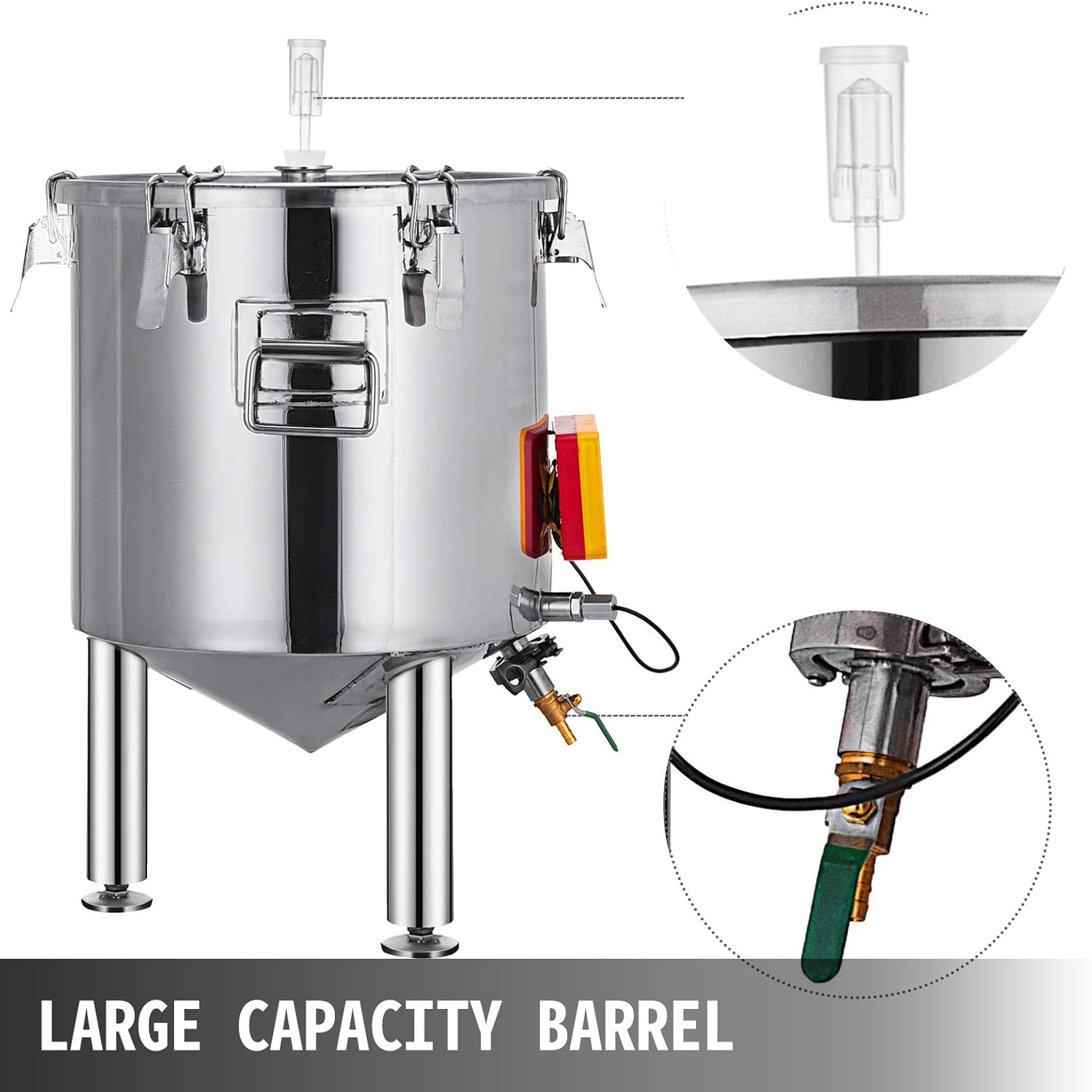 VBENLEM 14 Gallon Stainless Steel Brew Fermenter Home Brewing Brew Bucket Fermenter with conical Base Brewing Equipment