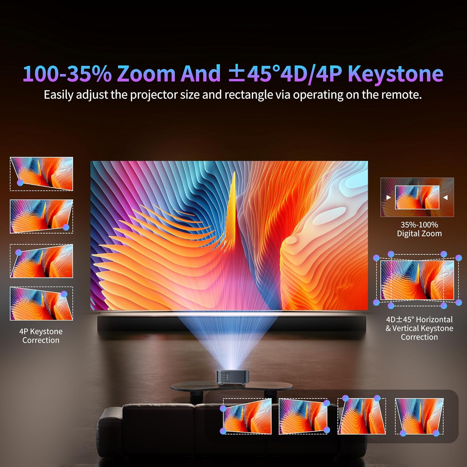 【★Netflix Certified★Android 12.0|4+32GB|★Built-in Youtube/Prime Video/Disney+】4K Smart Projector, Outdoor Projector with 5G WiFi and Bluetooth, HDMI/USB/Smartphone/TV Stick |Digital Focus|ZOOM Support