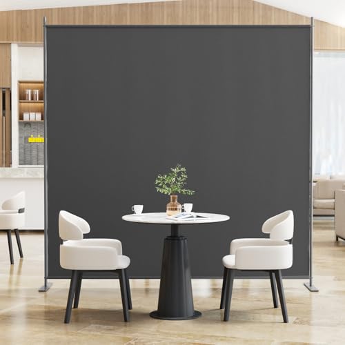Helios&Hestia 8-Panel 6 ft Tall Indoor Folding Room Divider, Portable Privacy Screen, Freestanding Partition Separator, Temporary Wall Separation for Bedroom, Office, 160" W X 71" H, Dark Grey