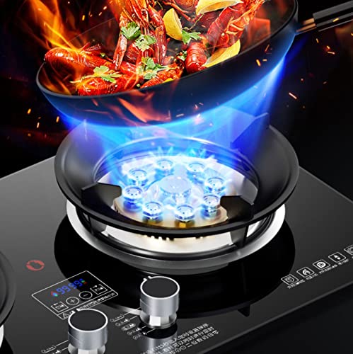 Gas Stove Cooktop 2 Burners,Portable Stainless Steel Built-in Gas Hob LPG/NG Dual Fuel Easy to Clean for RVs, Apartments Kitchen Stove