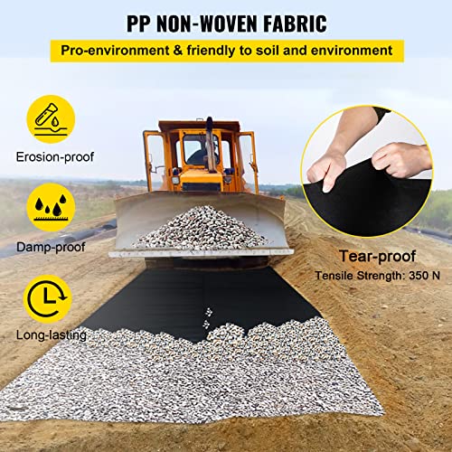 VEVOR Happybuy Premium Weed Barrier Fabric Heavy Duty 3.2OZ, Woven Weed Control Fabric, High Permeability Good for Flower Bed, Geotextile Fabric for Underlayment, Polyethylene Ground Cover