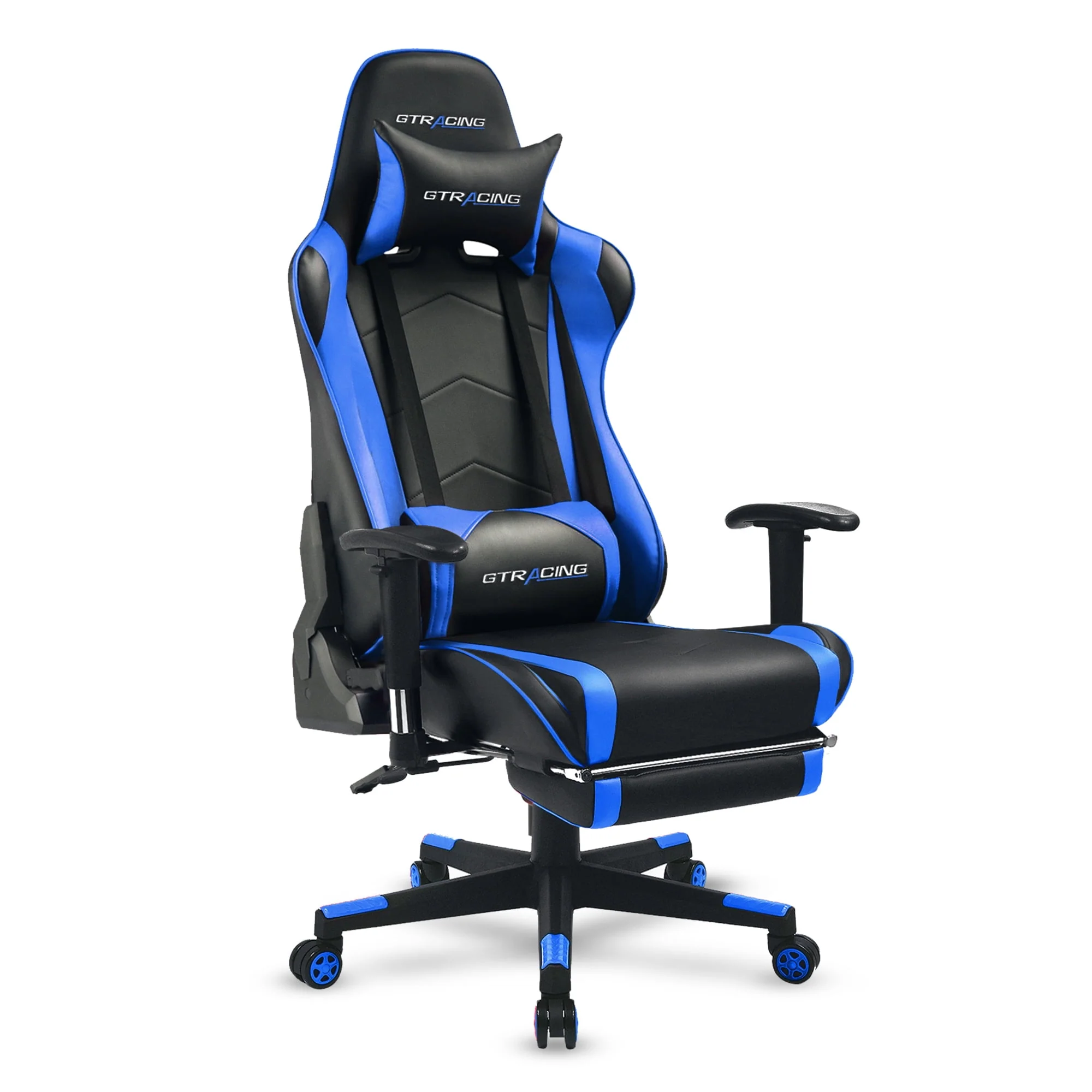 GTRACING Gaming Chair Office Chair PU Leather with Footrest & Adjustable Headrest, Red
