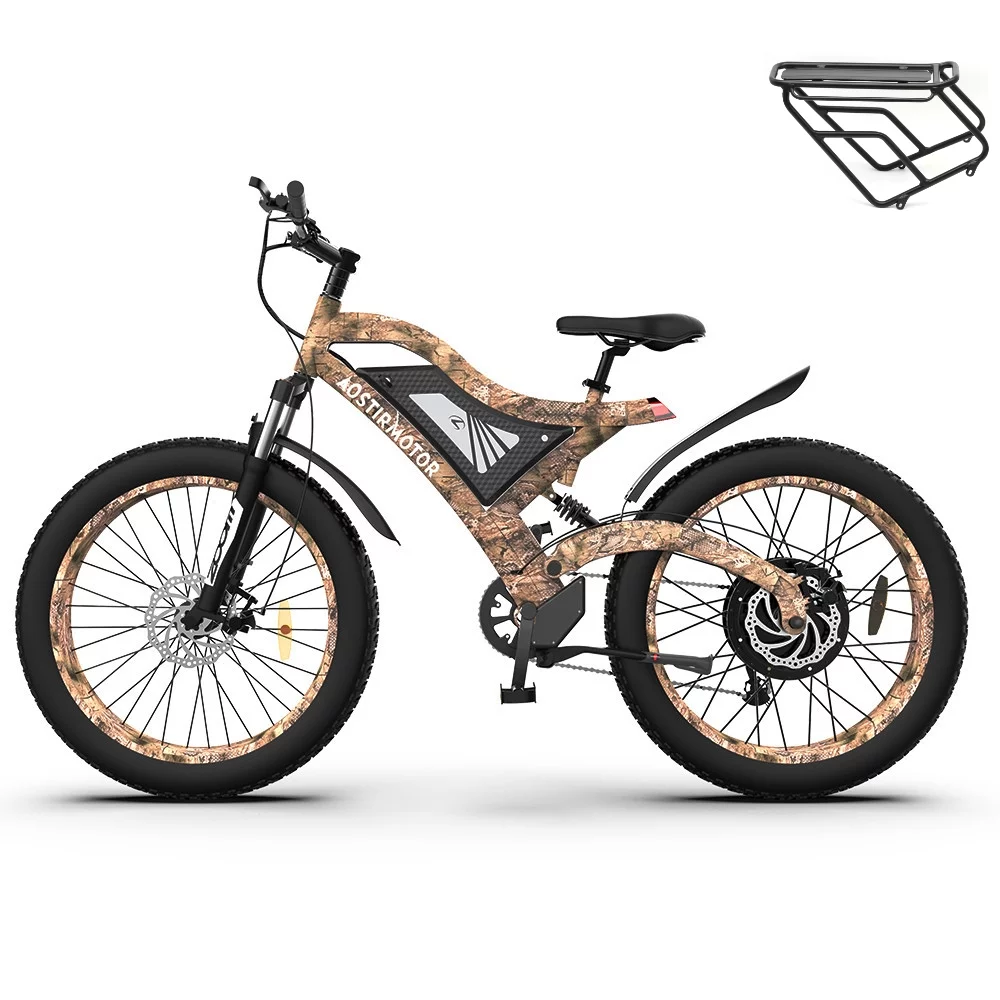 26" 1500W Electric Bike Fat Tire 48V 15AH Removable Lithium Battery Mountain Bicycle Shimanos Bicycle Full Suspension MTB Bikes for Adults