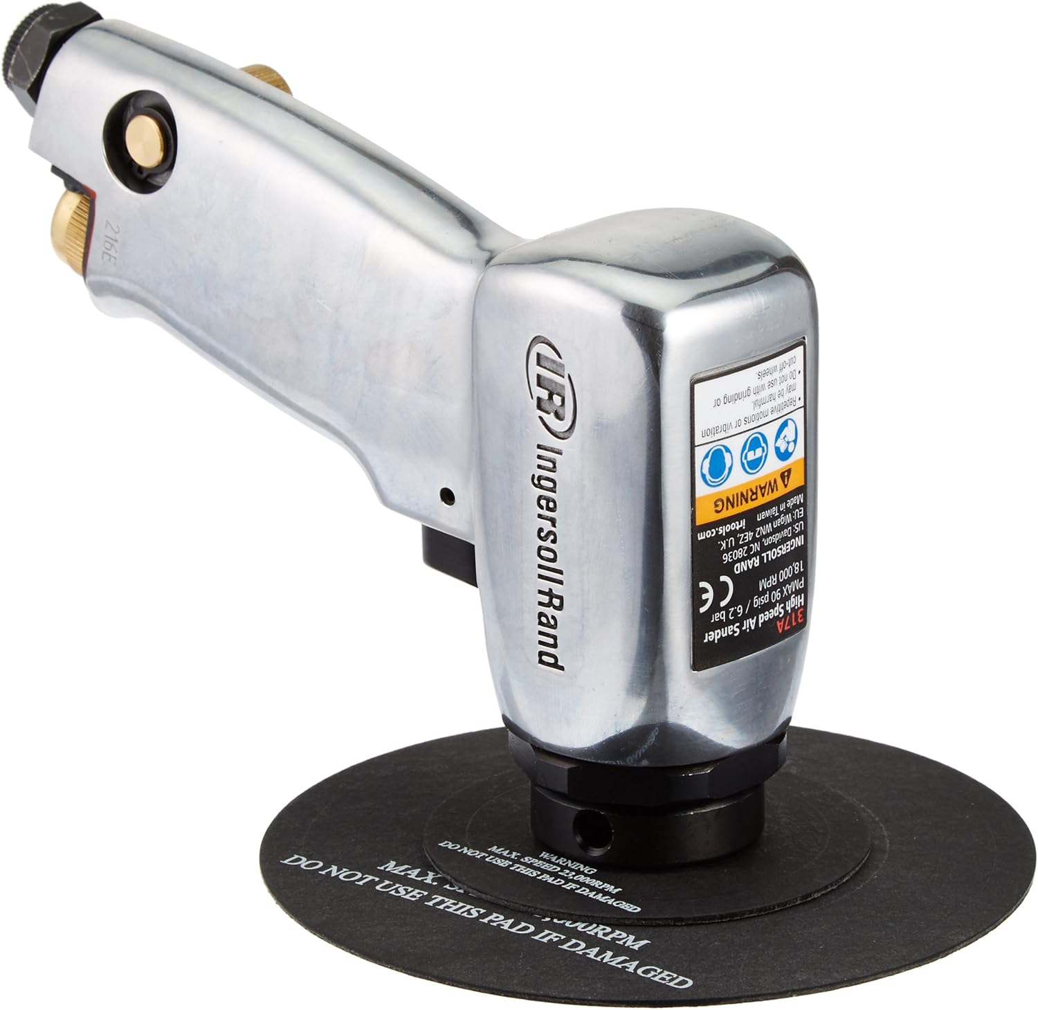 Ingersoll Rand 311A 6” Orbital Air Dual-Action Quiet Sander, Heavy Duty, 10,000 RPM, Low Vibration, Swivel Free Finish, Adjustable Built-In Regulator Pack of 2