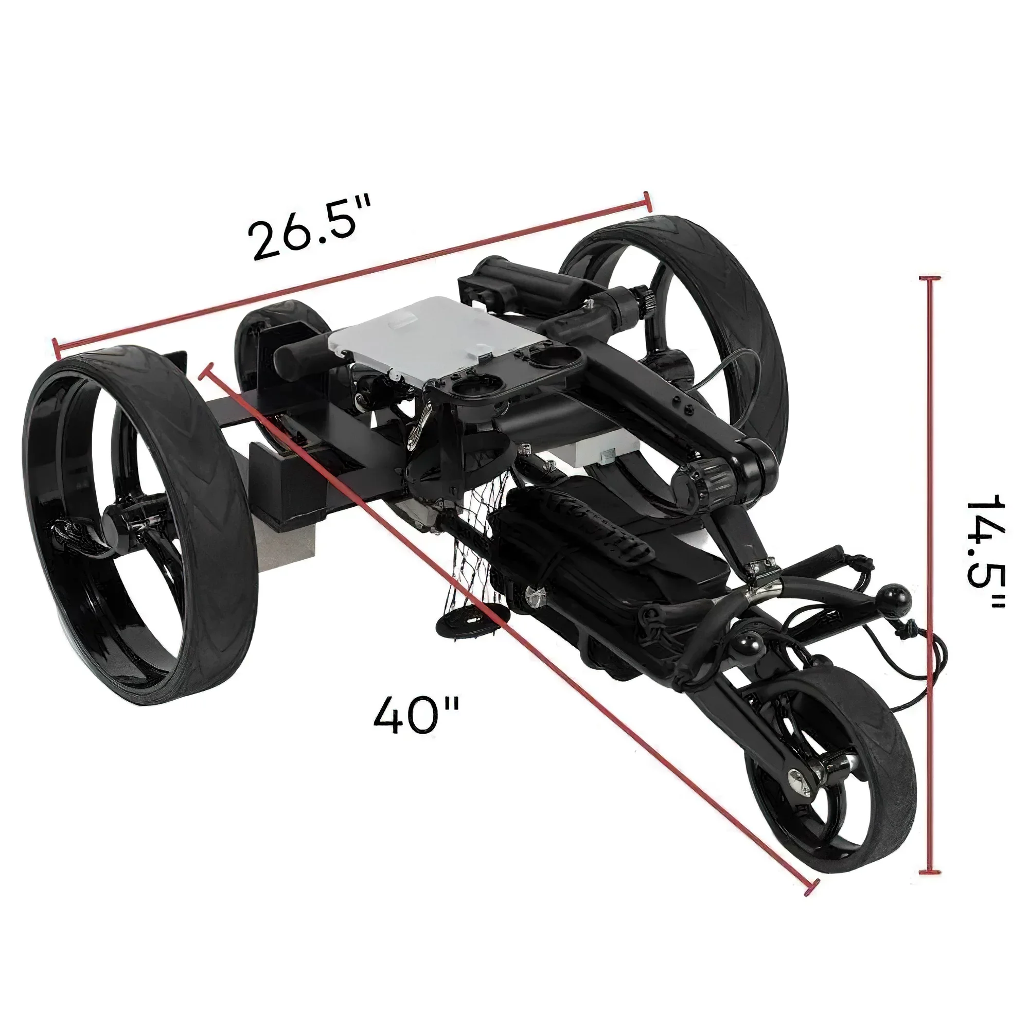 Super E Caddy Pro Electric Remote Control Golf Cart with Cooler, Seat, USB Port 12V Battery Black refurbished