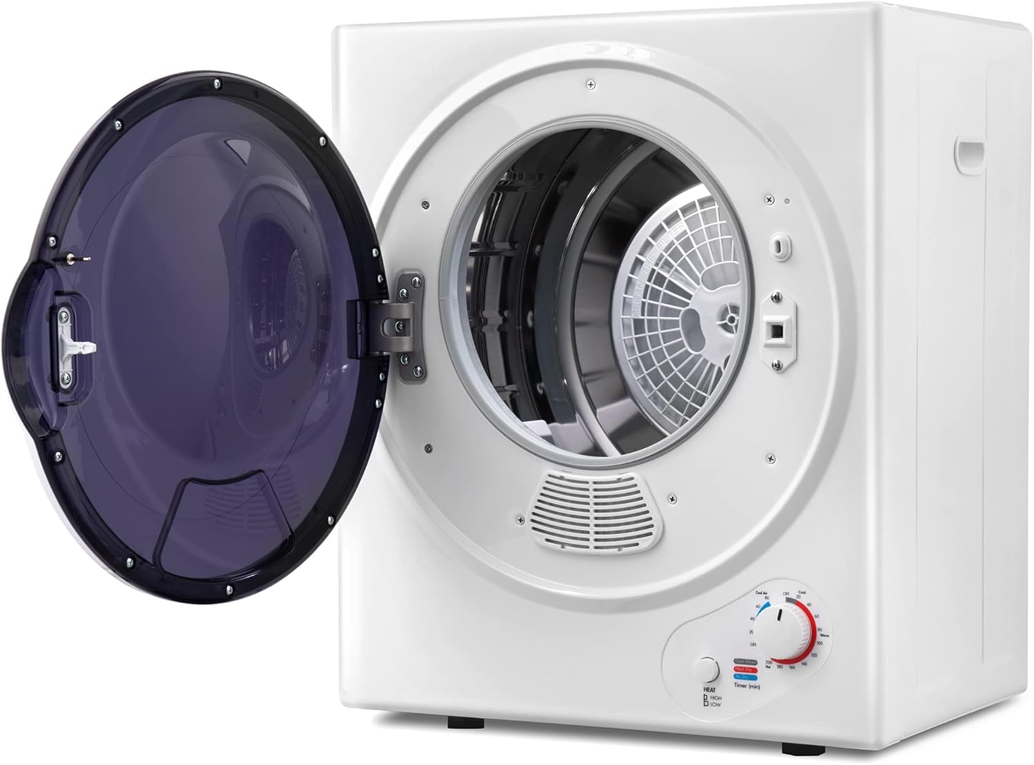 Portable Clothes Dryer, 120 V/850W Electric RV Dryer Smart Moisture Sensor, LCD Control Panel Heating Tumble Clothes Dryer Machine with Stainless Steel Drum for Apartment, Dorm and Home (Square-White)