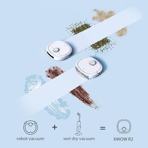 XWOW R2 Robot Vacuum and Mop Combo with Real-Time Cleaning Crawler Mop, Robot Vacuum Cleaner with Laser Obstacle Avoidance LDS Lidar Navigation, Self Cleaning Dock Self Filling Washing and Drying