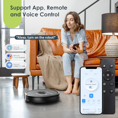 Robot Vacuum and Mop Combo, 3 in 1 Mopping Robotic Vacuum with Schedule, App/Bluetooth/Alexa, 1600Pa Max Suction, Self-Charging Robot Vacuum Cleaner, Slim, Ideal for Hard Floor, Pet Hair,Carpet
