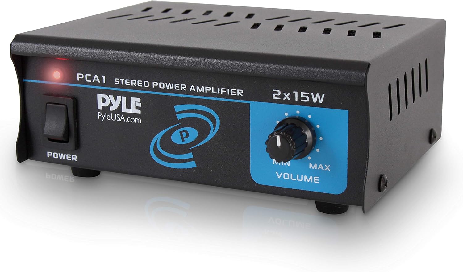 Pyle PCA1.5 2x15 Watt Stereo Power Amplifier - Compact Mini 2-Channel Portable Home Audio Speaker Receiver Box for Amplified Speakers Sound System with RCA Cable L/R Input for CD Player, Tuner, MP3