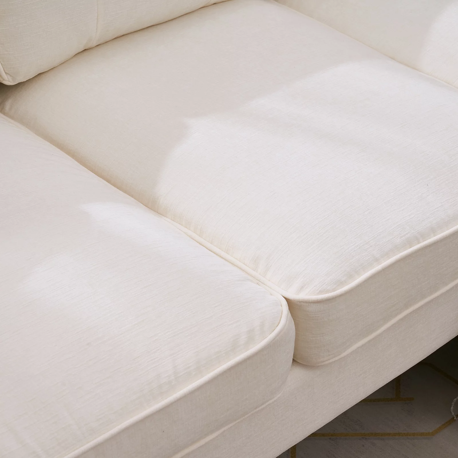 Tenozek Simple And Stylish Sectional Sofa Couch for Living Room, 83 inch L-Shape Sofa Couch 3-seat Sofas Gold-Plated Legs for Small Space, Beige