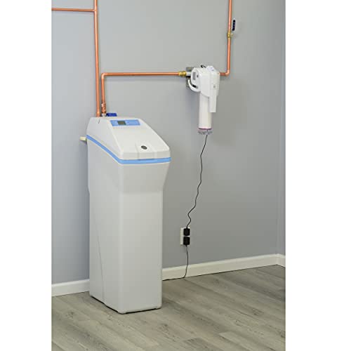 GE Water Softener System | Smart system | Reduce Hard Mineral Levels at Water Source | Reduce Salt Consumption | Improve Water Quality for Drinking, Laundry, Dishwashing & More | GXSH40V | Gray