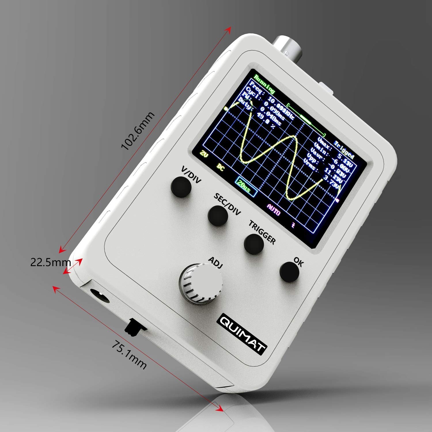 AUKUYEE Updated 2.4 TFT Digital Oscilloscope Kit with Power Supply and BNC-Clip Cable Probe Q15001 (Assembled Finished Machine)