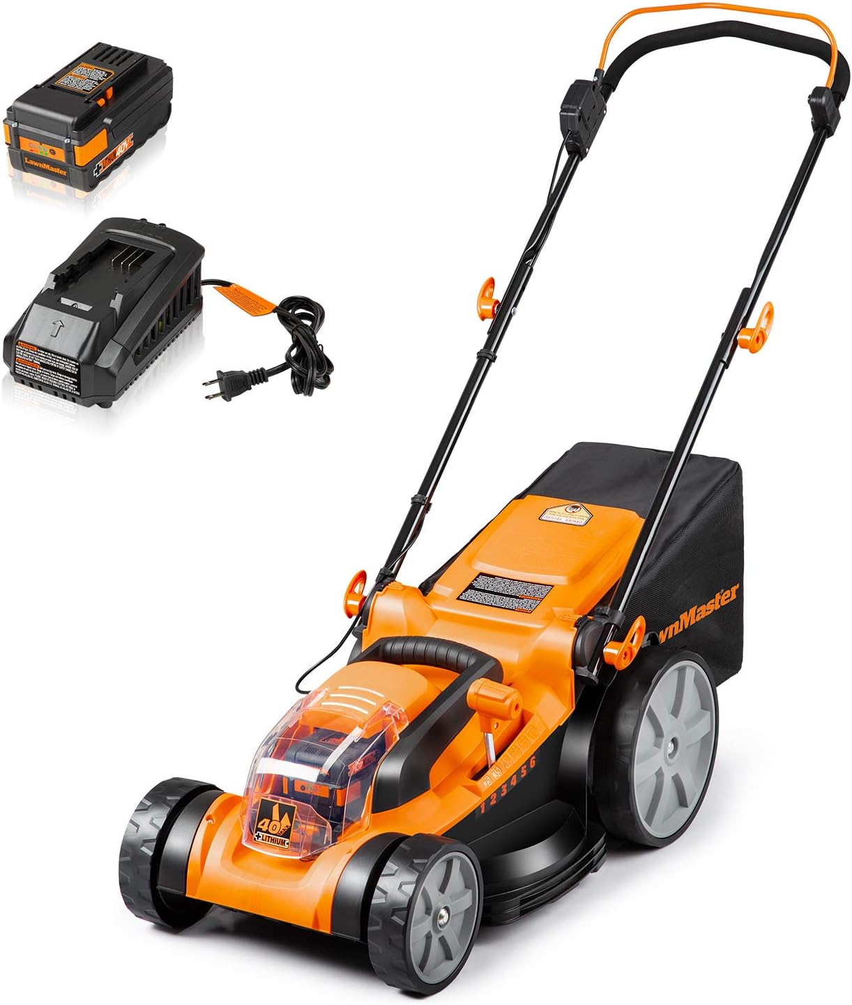 LawnMaster CLMFR6020A 0802 Cordless 21-Inch Brushless Push Lawn Mower 60V Max with 4.0Ah Battery &Fast Charger
