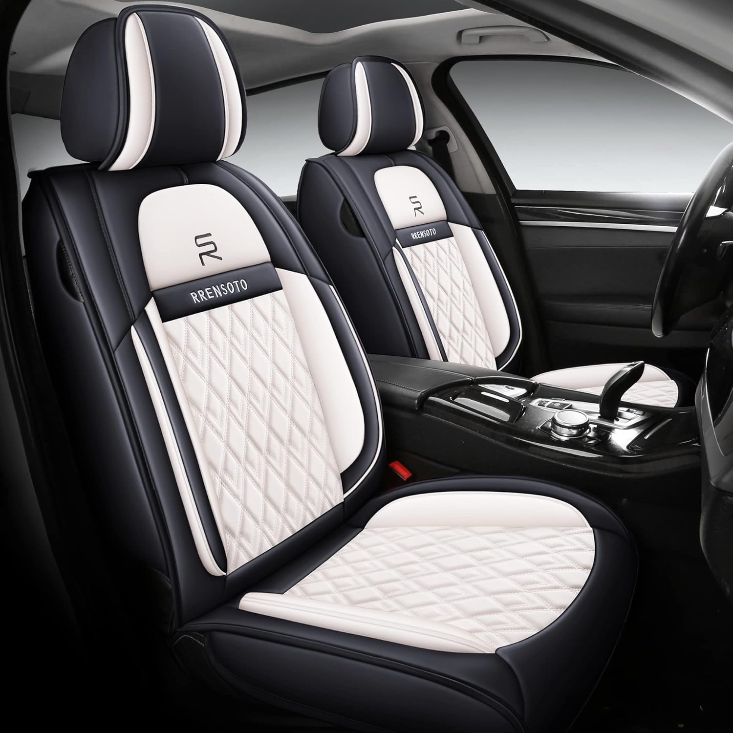 LEYJOIN Faux Leather Car Seat Covers Full Set,Leatherette Automotive Vehicle Cushion Covers for 5 Passengers, Universal Fit for Cars SUV and Trucks in Auto Interior Accessories (Black and Red)&hellip;